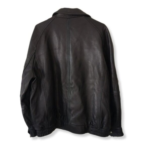 Vintage Y2K Calvin Klein Buttery Black Soft Leather Bomber Jacket Coat 90s XL - Picture 2 of 16